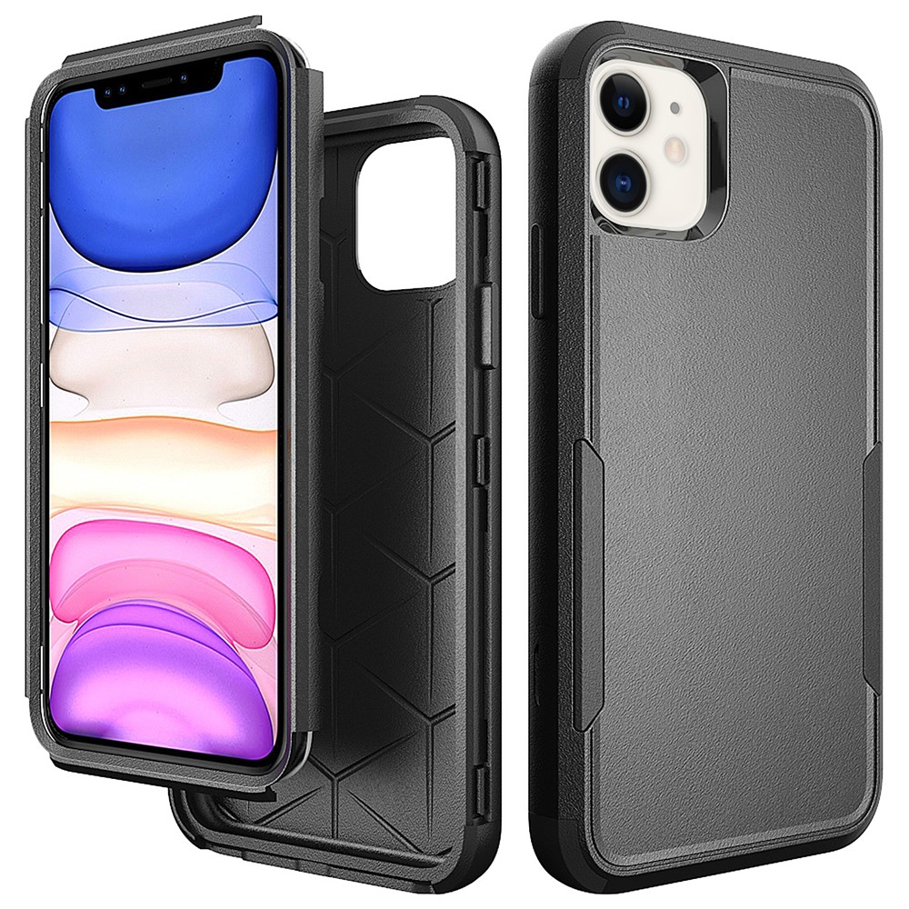 Shock-Absorbed TPU + PC Hybrid Phone Case for iPhone 11 6.1 inch - Black/Black-1