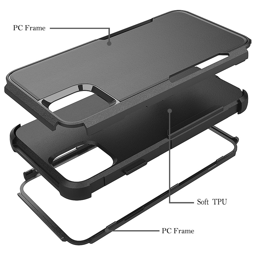 Shock-Absorbed TPU + PC Hybrid Phone Case for iPhone 11 6.1 inch - Black/Black-2