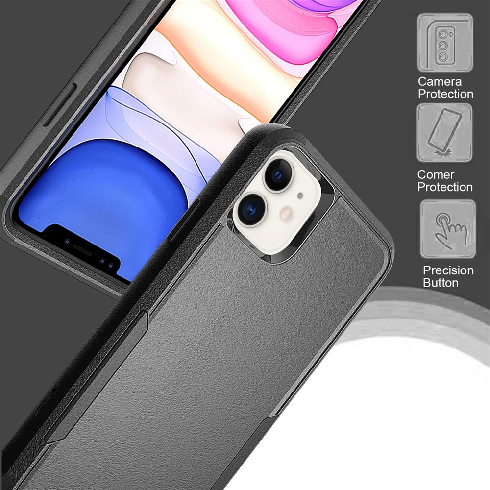 Shock-Absorbed TPU + PC Hybrid Phone Case for iPhone 11 6.1 inch - Black/Black-3