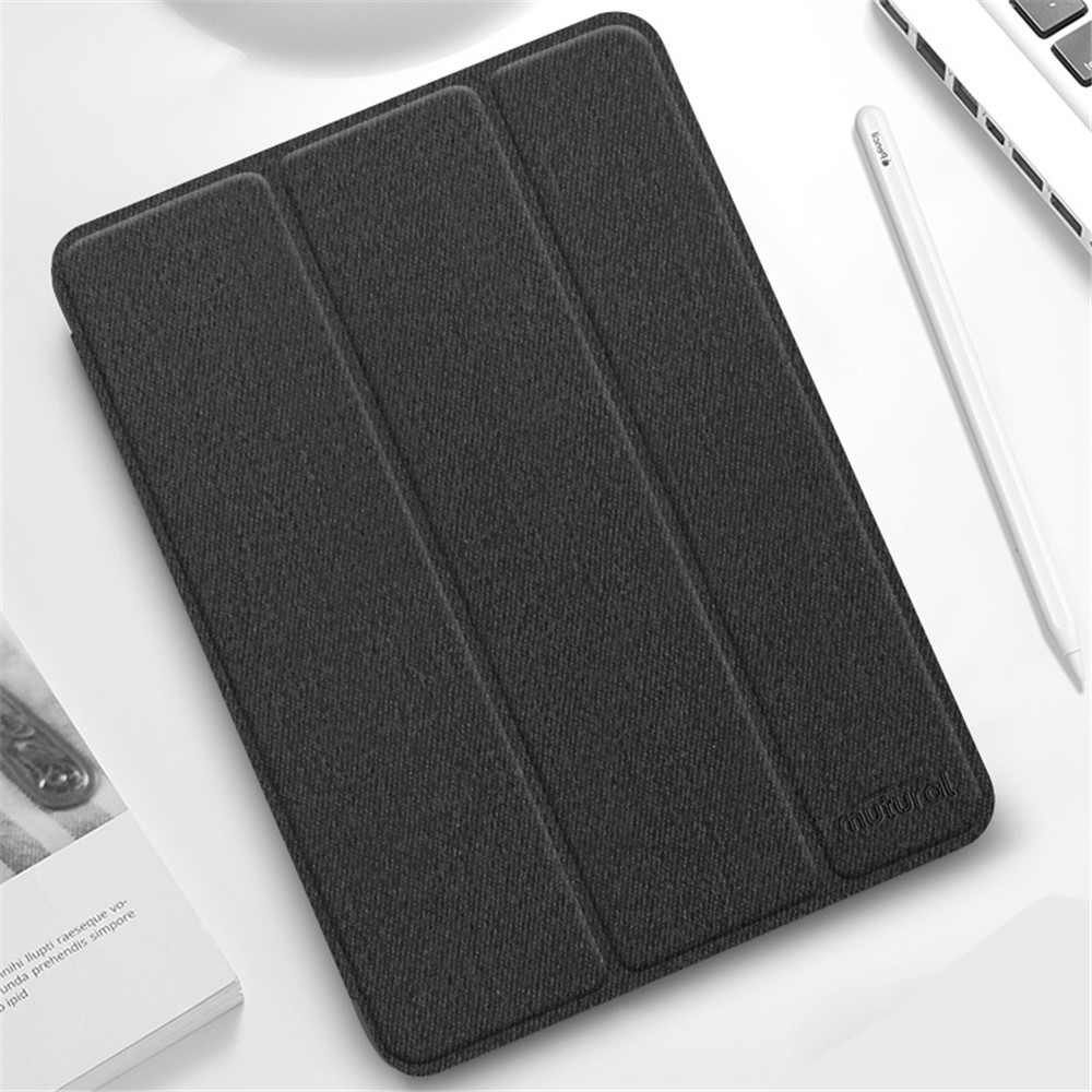 MUTURAL Cloth Texture Tablet Case Shell Kickstand with Pen Slot for iPad Pro 11-inch (2021) - Black-2