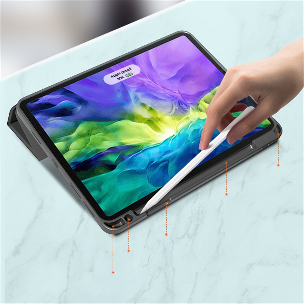 MUTURAL Cloth Texture Tablet Case Shell Kickstand with Pen Slot for iPad Pro 11-inch (2021) - Black-6