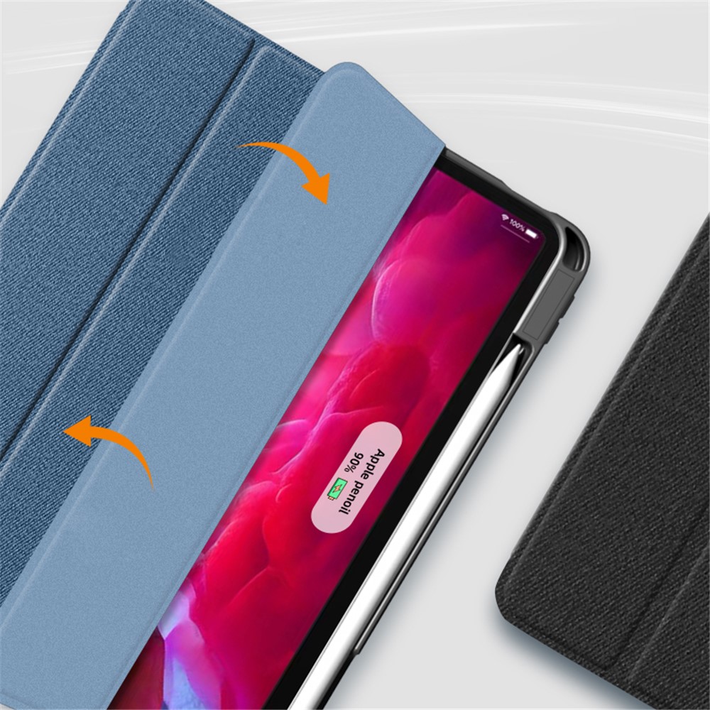 MUTURAL Cloth Texture Tablet Case Shell Kickstand with Pen Slot for iPad Pro 11-inch (2021) - Black-7