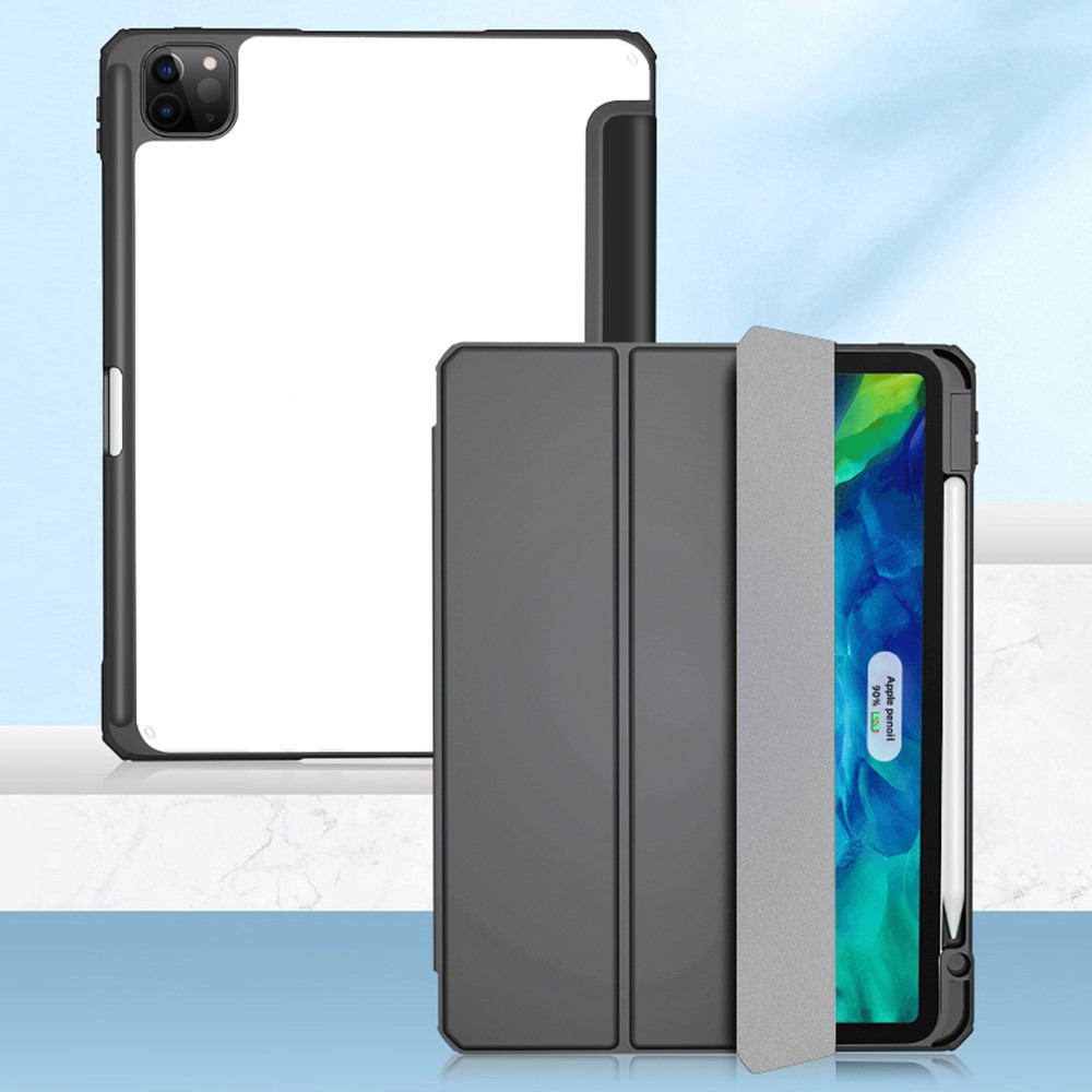 MUTURAL Tablet Case for iPad Pro 12.9 (2022) / (2021) / (2020) / (2018) Leather Protective Stand Cover with Pen Slot - Black