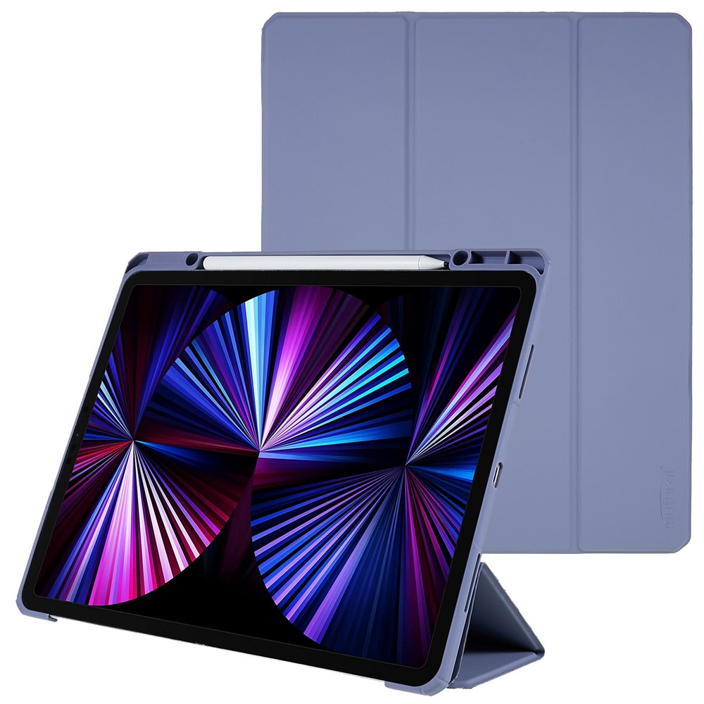 MUTURAL Tablet Case for iPad Pro 12.9 (2022)/(2021)/(2020)/(2018) Leather Protective Stand Cover with Pen Slot - Purple