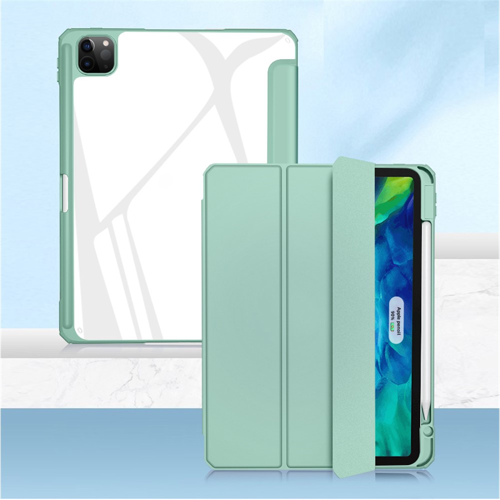 MUTURAL For iPad Pro 11 (2021)(2020)(2022) PC + TPU Tablet Case Auto Wake / Sleep Protective Cover with Pen Slot - Light Green