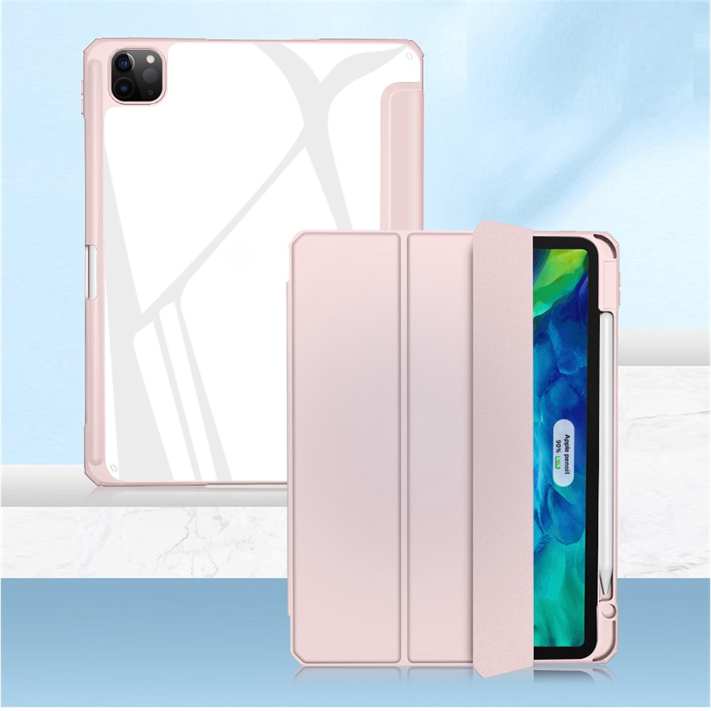 MUTURAL For iPad Pro 11 (2021)(2020)(2022) PC + TPU Tablet Case Auto Wake / Sleep Protective Cover with Pen Slot - Pink