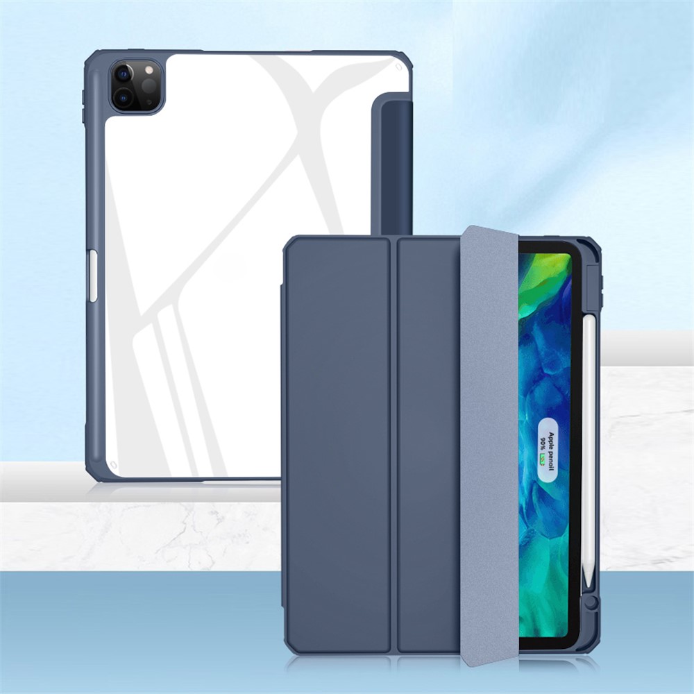 MUTURAL For iPad Pro 11 (2021)(2020)(2022) PC + TPU Tablet Case Auto Wake / Sleep Protective Cover with Pen Slot - Navy Blue