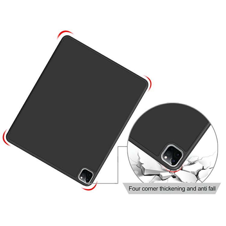 Auto Sleep/Wake Tri-fold Stand PU Leather Tablet Case with Pen Slot for iPad Pro 12.9-inch (2021) / 12.9-inch (2020) - Black-8