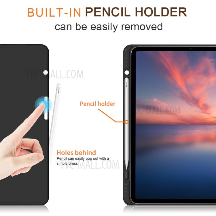 Pattern Printing Tri-fold Auto Sleep/Wake TPU Leather Tablet Stand Case with Pen Slot for iPad Pro 12.9-inch (2021) / 12.9-inch (2020) - Forest-11