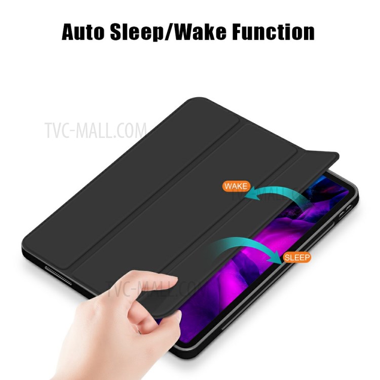 Tri-fach Auto Sleep/Wake Stand PU Leder Tablet Hülle Mit Stiftschlitz Für Ipad Air (2020)/luft (2022) / Pro 11-zoll (2018)/(2020) (2021) - Schwarz