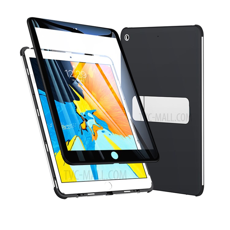 Magnetic Installation Metal Frame + Tempered Glass + PU Leather Protective Case for iPad Air 10.5 inch (2019) - Black-1