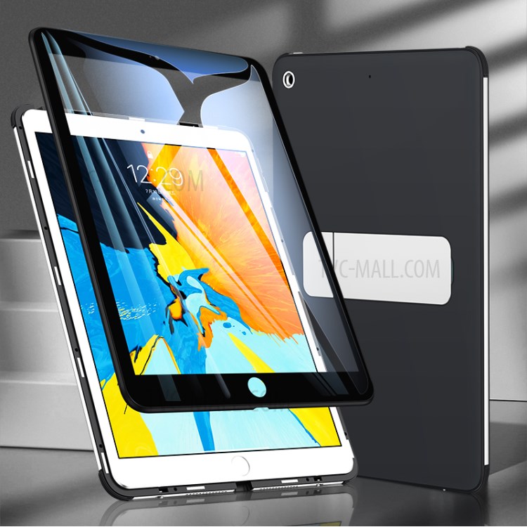 Magnetic Installation Metal Frame + Tempered Glass + PU Leather Protective Case for iPad 10.2 (2020) - Black-7