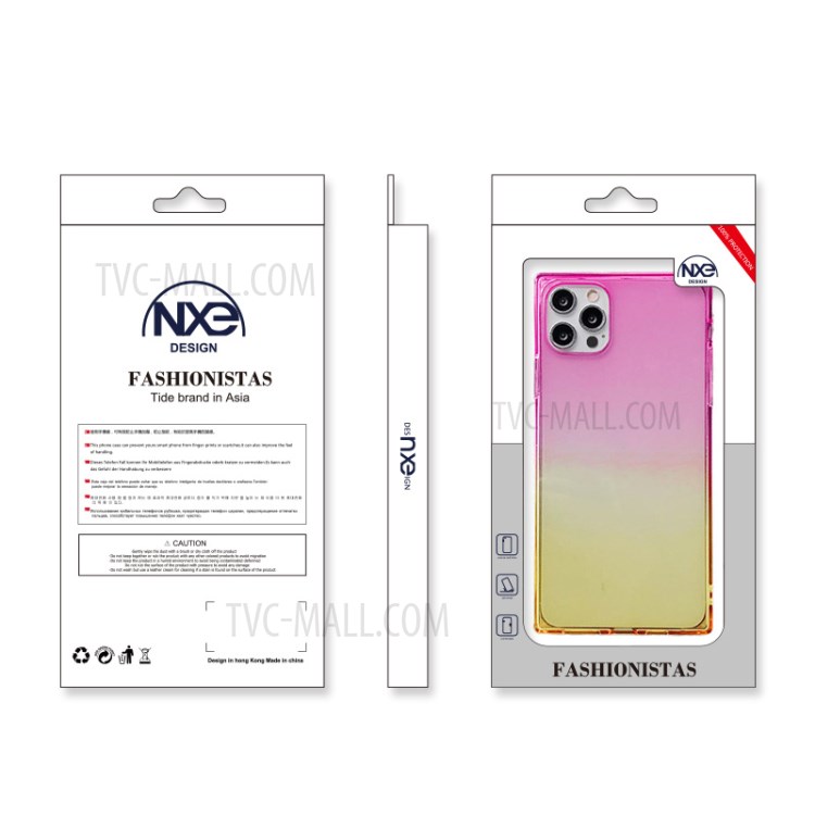 NXE Precise Cut-Out Gradient Color Design TPU Phone Protector Cover for iPhone 12/12 Pro - Pink/Gold-5