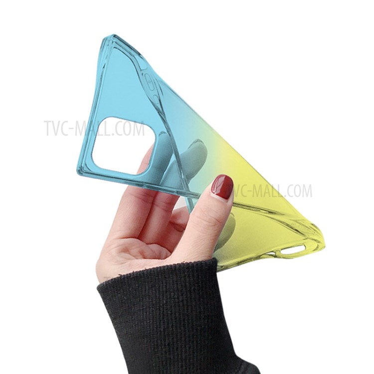 NXE Straight Edge Precise Cut-Out Gradient Color Design TPU Phone Protector Cover for iPhone 12 mini - Blue/Gold-2