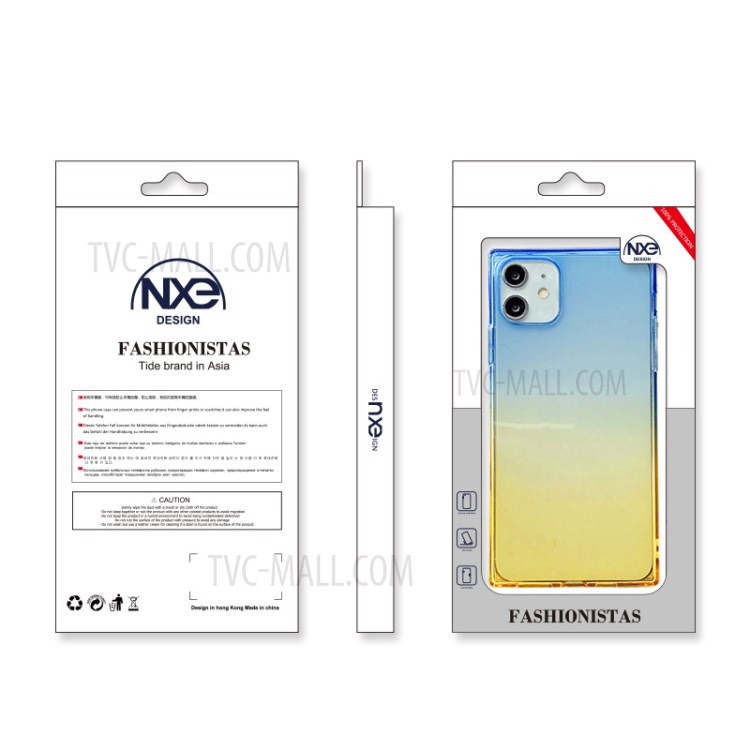 NXE Straight Edge Precise Cut-Out Gradient Color Design TPU Phone Protector Cover for iPhone 12 mini - Blue/Gold-5