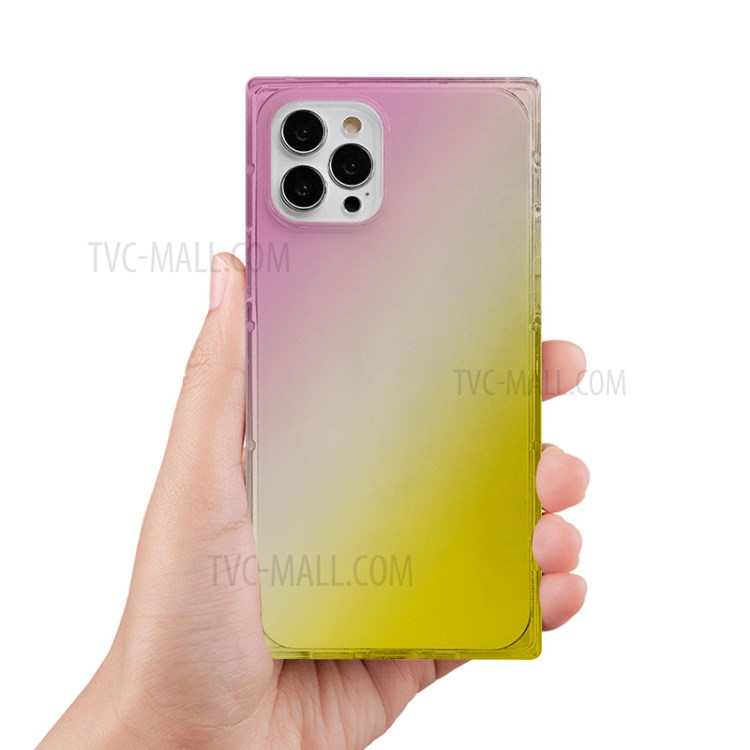 NXE For iPhone 12 Pro Max Precise Cut-Out Rainbow Design TPU Phone Protector Cover - Pink/Gold-2