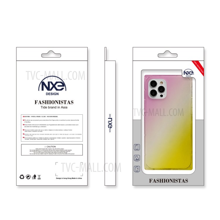NXE For iPhone 12 Pro Max Precise Cut-Out Rainbow Design TPU Phone Protector Cover - Pink/Gold-5