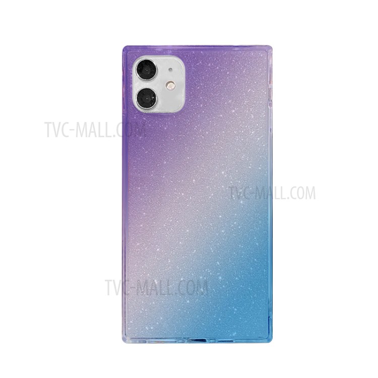 NXE Straight Edge Glittering Paper Design Precise Cut-Out TPU Phone Protector Cover for iPhone 11 6.1 inch - Purple/Blue-1
