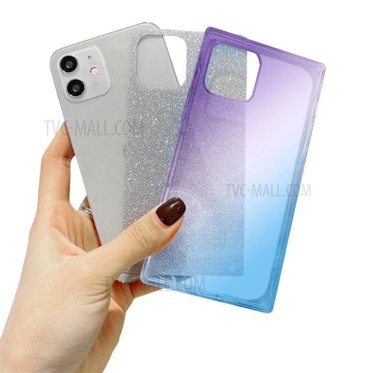 NXE Straight Edge Glittering Paper Design Precise Cut-Out TPU Phone Protector Cover for iPhone 11 6.1 inch - Purple/Blue-2