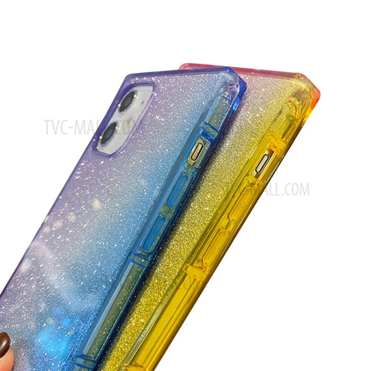 NXE Straight Edge Glittering Paper Design Precise Cut-Out TPU Phone Protector Cover for iPhone 11 6.1 inch - Purple/Blue-3