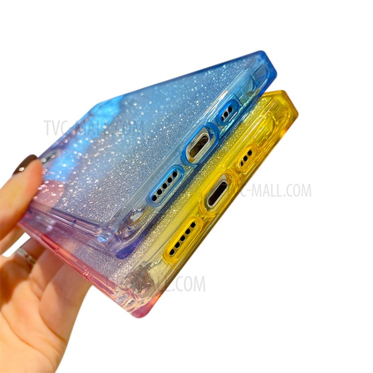 NXE Straight Edge Glittering Paper Design Precise Cut-Out TPU Phone Protector Cover for iPhone 11 6.1 inch - Purple/Blue-4