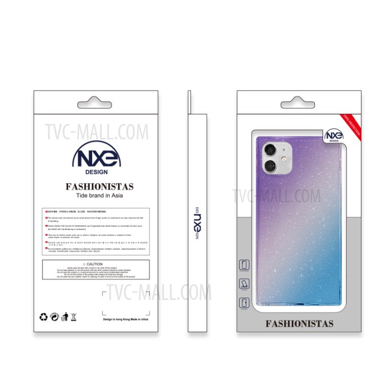 NXE Straight Edge Glittering Paper Design Precise Cut-Out TPU Phone Protector Cover for iPhone 11 6.1 inch - Purple/Blue-5