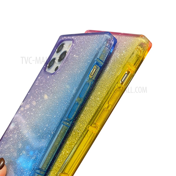 NXE Glittering Paper Design Precise Cut-Out Straight Edge TPU Phone Protector Cover for iPhone 12 Pro Max - Black/Gold-3