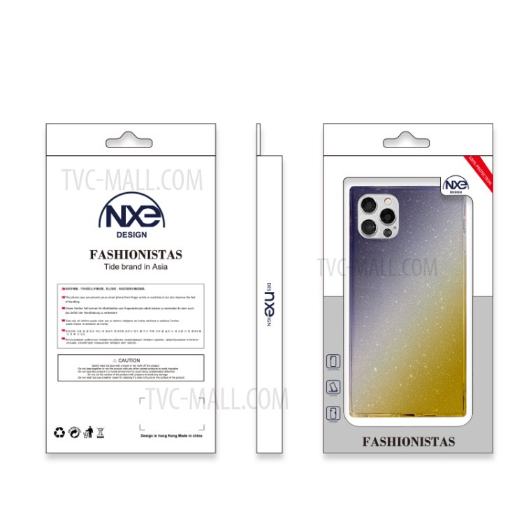 NXE Glittering Paper Design Precise Cut-Out Straight Edge TPU Phone Protector Cover for iPhone 12 Pro Max - Black/Gold-5