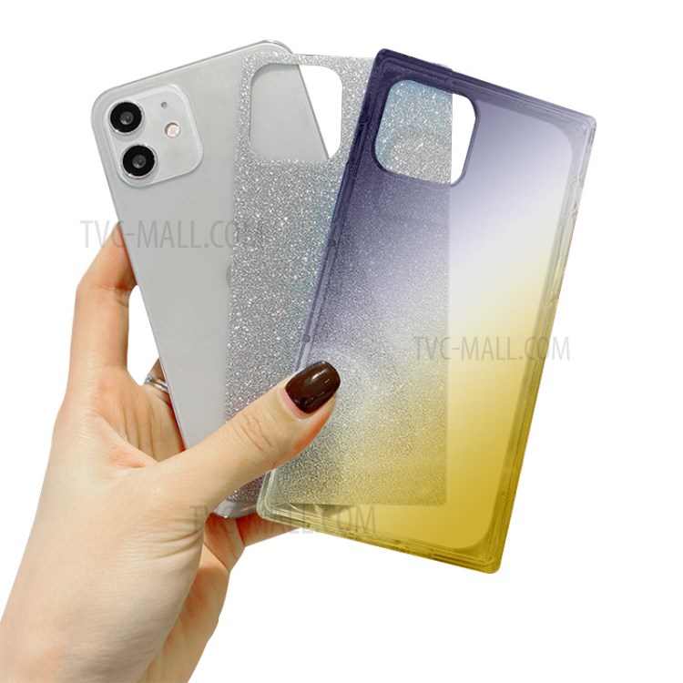 NXE Straight Edge Precise Cut-Out Glittering Paper Design TPU Phone Protector Cover for iPhone 12 mini - Black/Gold-2