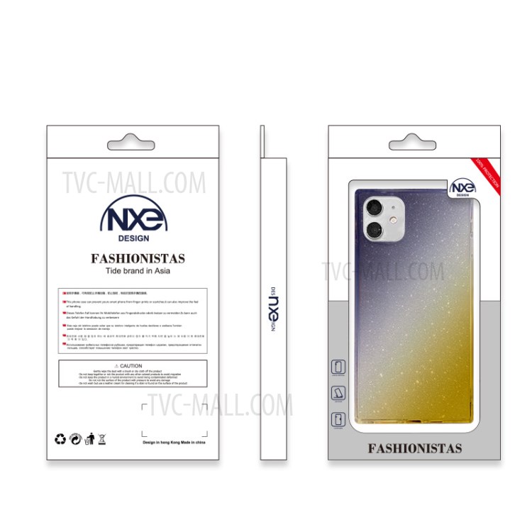 NXE Straight Edge Precise Cut-Out Glittering Paper Design TPU Phone Protector Cover for iPhone 12 mini - Black/Gold-5