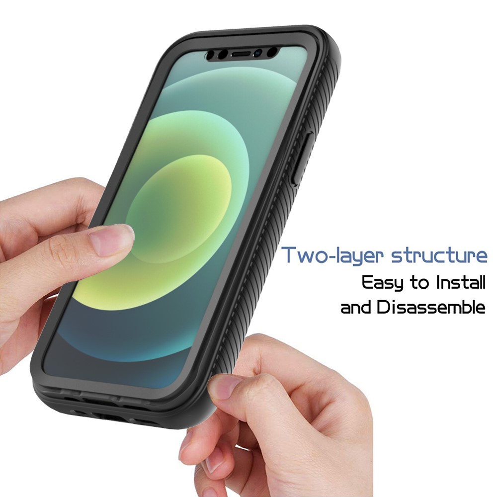 PC+TPU Full-Coverage Protection Case with PET Screen Protector for iPhone 12 mini - Purple-2