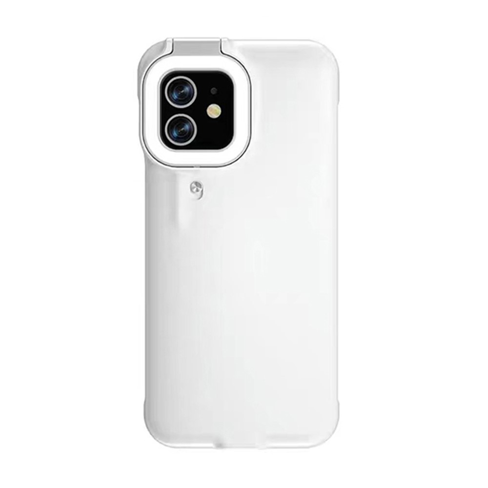 KINGXBAR Ring LED Light Series PC Phone Case Shell for iPhone 12/12Pro - White-1