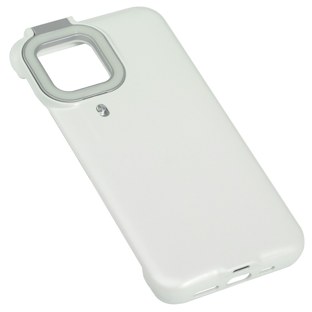 KINGXBAR Ring LED Light Series PC Phone Case Shell for iPhone 12/12Pro - White-4