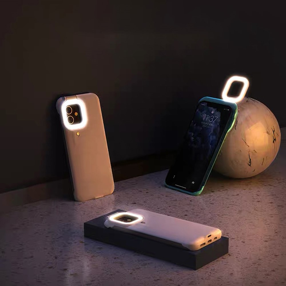 KINGXBAR Ring LED Light Series PC Phone Case Shell for iPhone 12/12Pro - White-7
