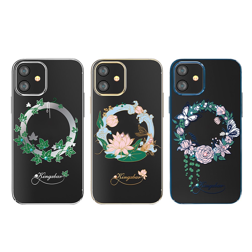 KINGXBAR Garland Series Silk-screen Printing PC Phone Cover Case for iPhone 12/12 Pro - Gold-2