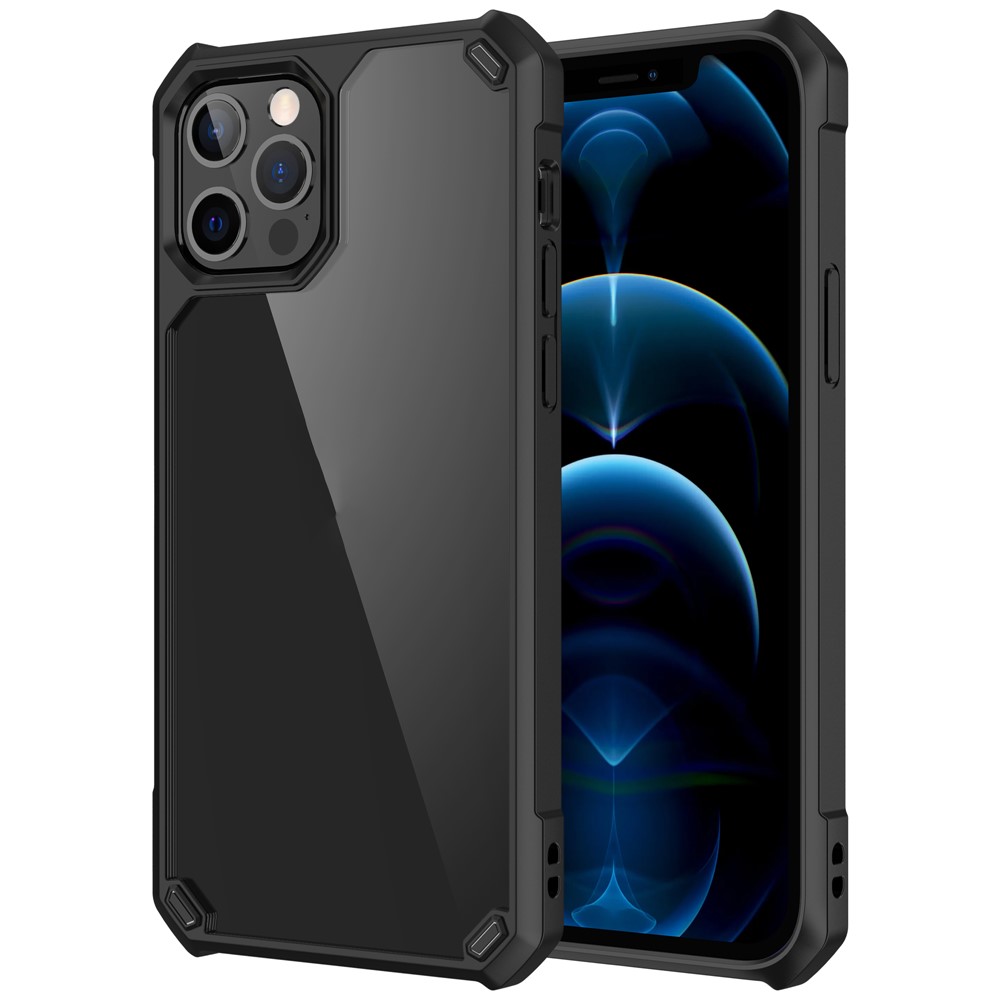 TPU + Clear Acrylic Hybrid Phone Case Protective Shell for iPhone 12 Pro Max - Black-1
