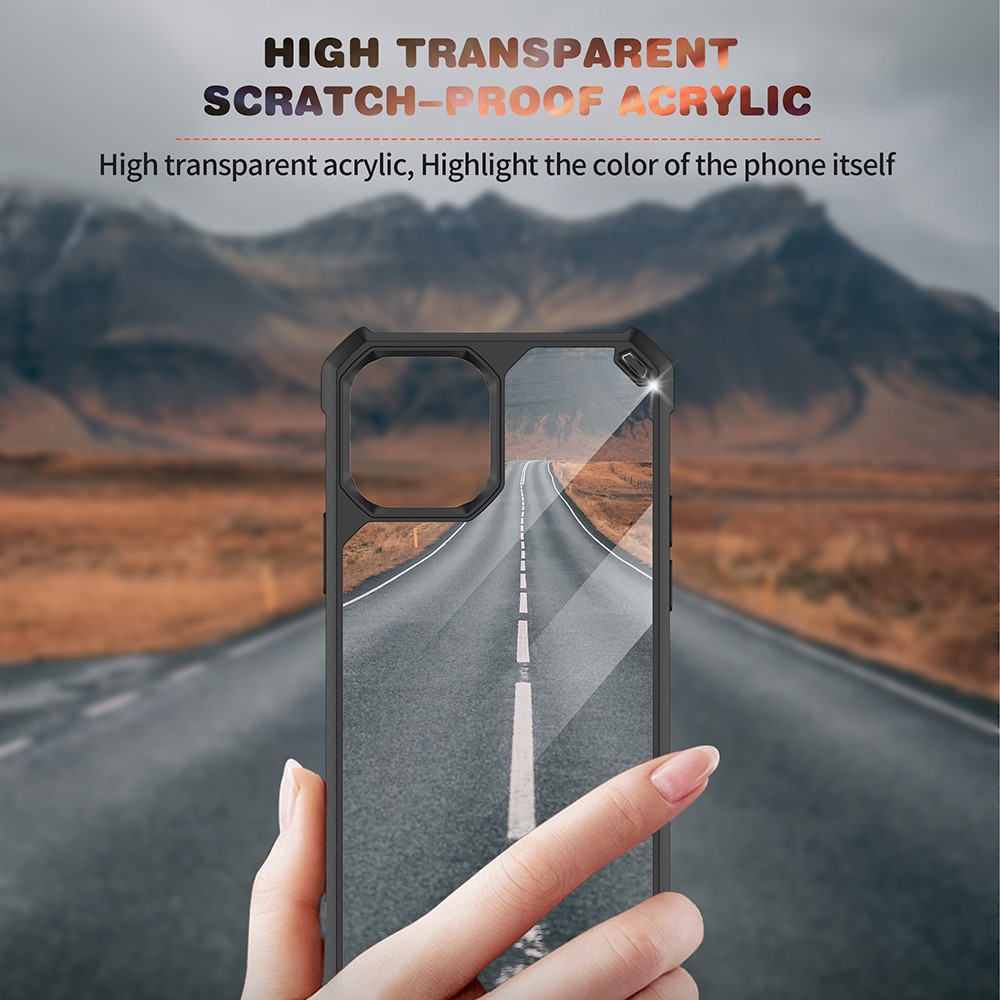 TPU + Clear Acrylic Hybrid Phone Case Protective Shell for iPhone 12 Pro Max - Black-2