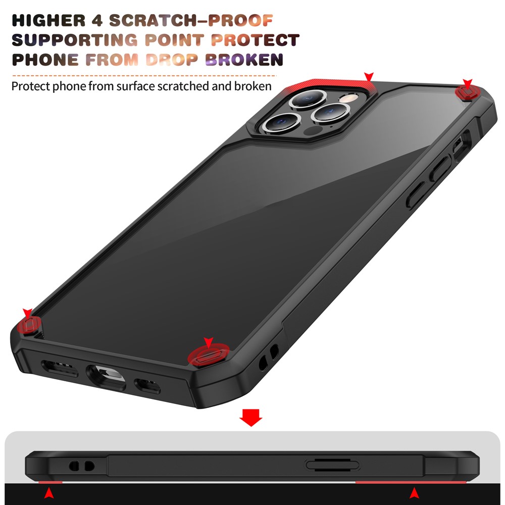 TPU + Clear Acrylic Hybrid Phone Case Protective Shell for iPhone 12 Pro Max - Black-3