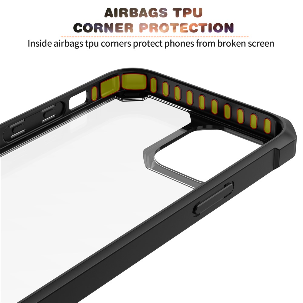 TPU + Clear Acrylic Hybrid Phone Case Protective Shell for iPhone 12 Pro Max - Black-7