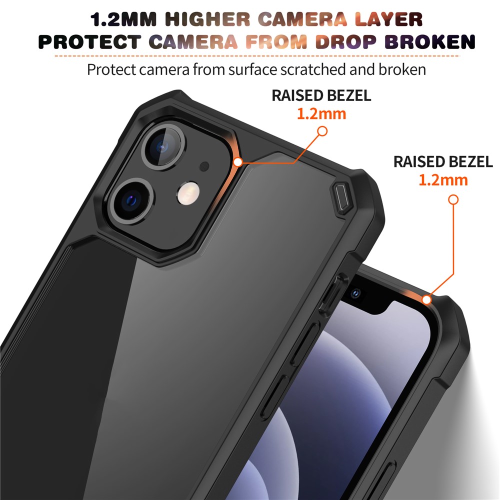 TPU + Clear Acryl Hybrid Hülle Für IPhone 12 Mini Stoßfest Anti-Rutschabdeckung - Rot-6