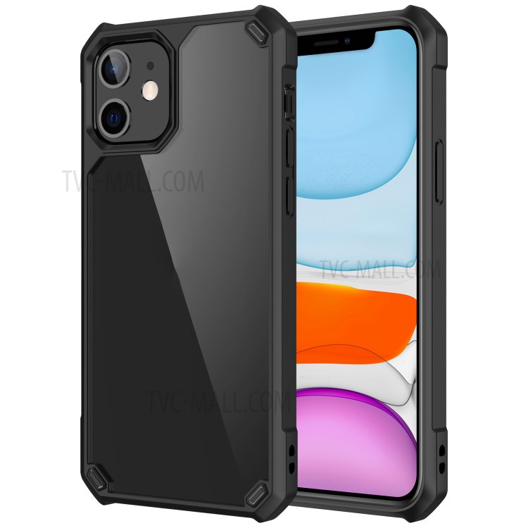 Shockproof Anti-slip TPU + Clear Acrylic Hybrid Phone Case Cover for iPhone 11 6.1 inch - Black-1