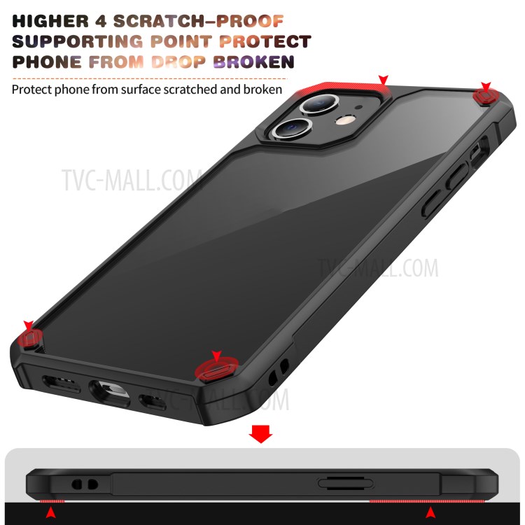 Shockproof Anti-slip TPU + Clear Acrylic Hybrid Phone Case Cover for iPhone 11 6.1 inch - Black-5