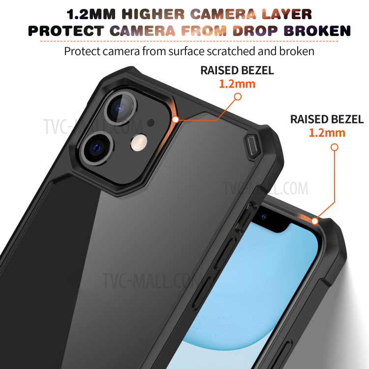 Shockproof Anti-slip TPU + Clear Acrylic Hybrid Phone Case Cover for iPhone 11 6.1 inch - Black-6