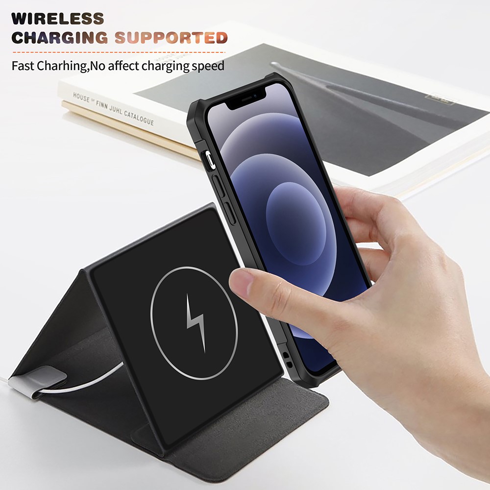 Carbon Fiber TPU Acrylic Shockproof Phone Case for iPhone 12 mini - Black-4