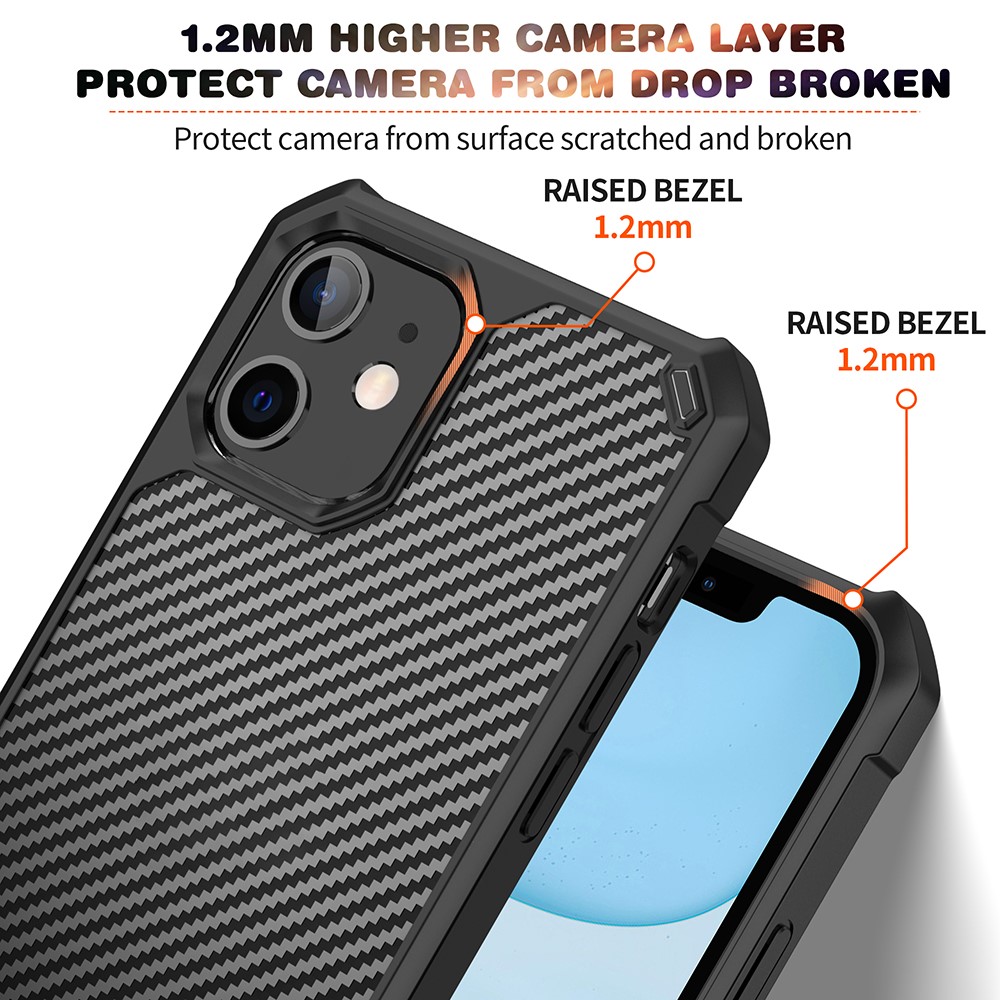 Carbon Fiber TPU + Acrylic Shockproof Phone Protector Case for iPhone 11 6.1 inch - Red-2