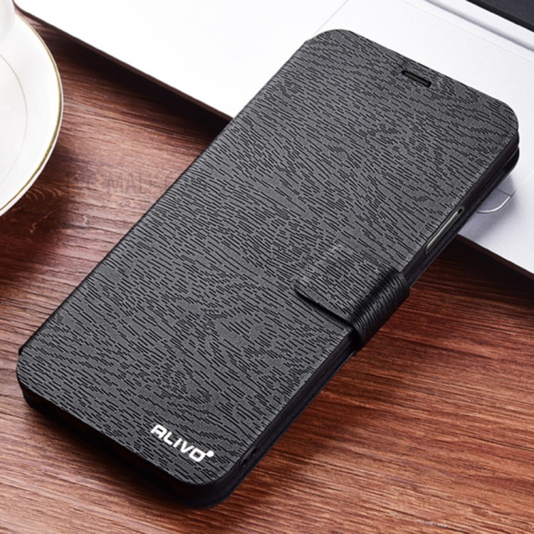 ALIVO Wood Texture Leather Mobile Phone Case Shell for iPhone 12 Mini - Black-2