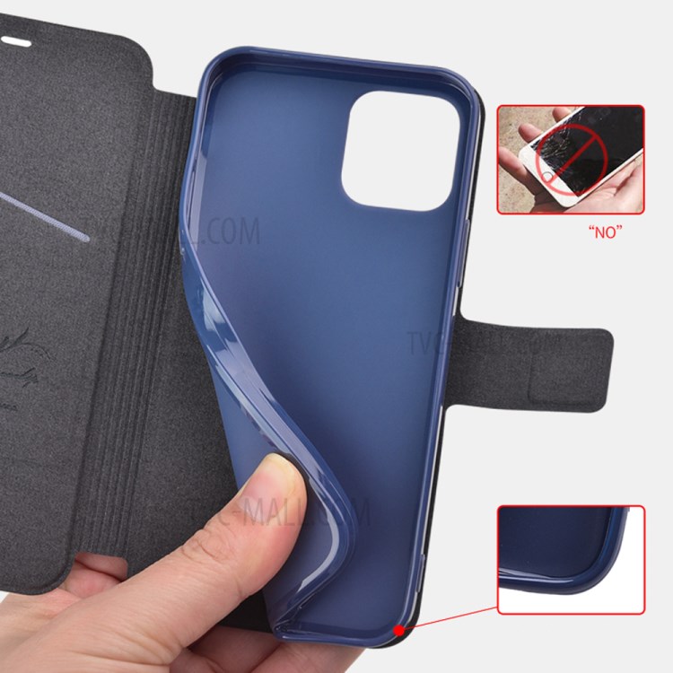 ALIVO Wood Texture Leather Mobile Phone Case Shell for iPhone 12 Mini - Black-4