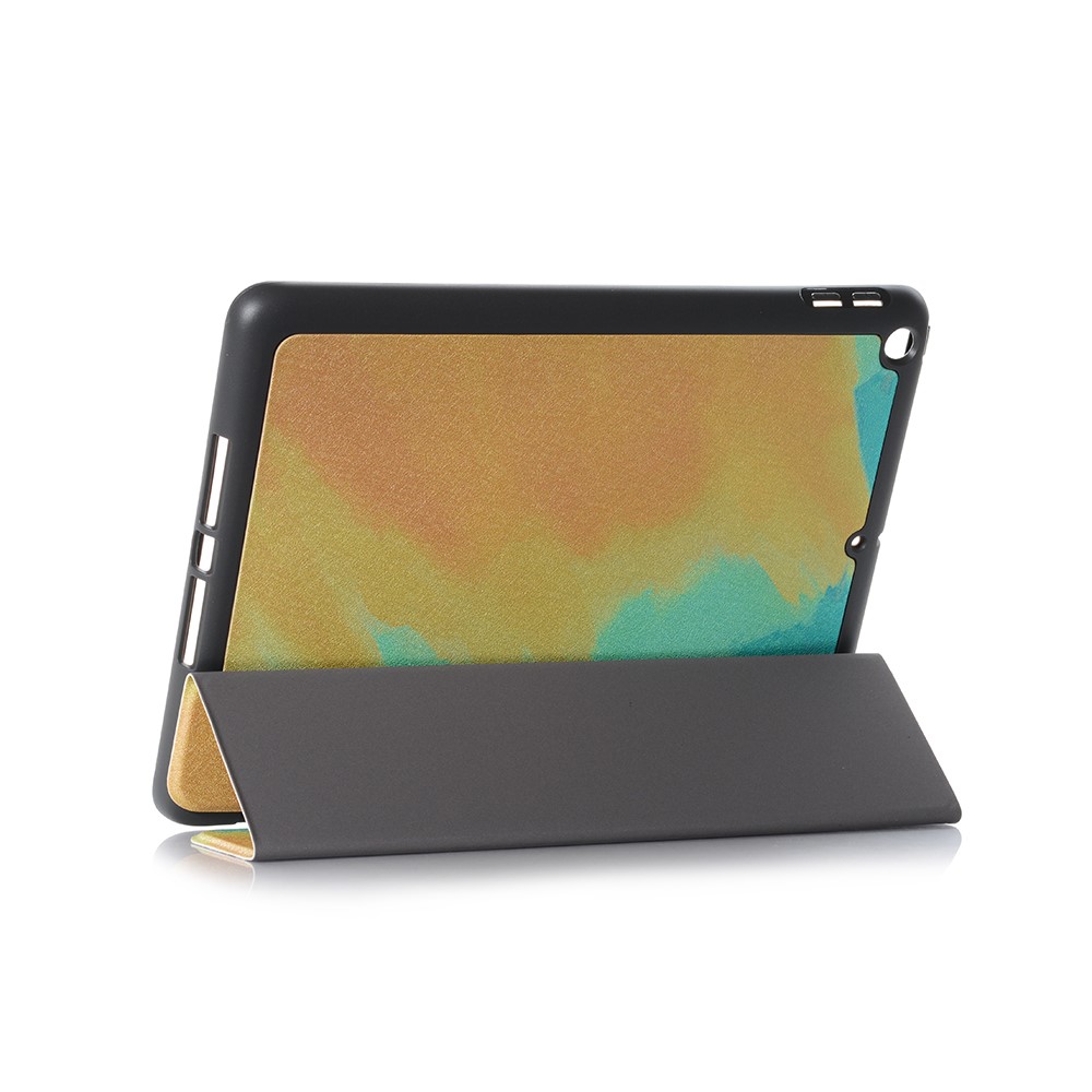 Custodia di Protezione in Pelle Per Stampare Motivi Con Slot a Penna Per Ipad 10.2 (2021)/(2020)/(2019) - Verde Giallo-3