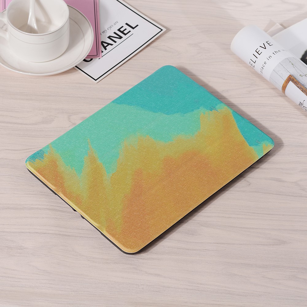 Pattern Printing Leather Stand Protective Case with Pen Slot for iPad 10.2 (2020)/(2019) - Green/Yellow-5