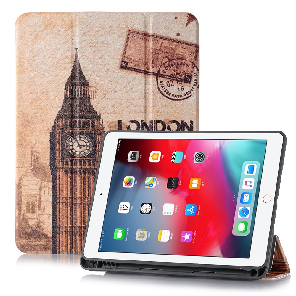 Pattern Printing Leather Stand Protective Case with Pen Slot for iPad 10.2 (2021)/(2020)/(2019) - London Tower